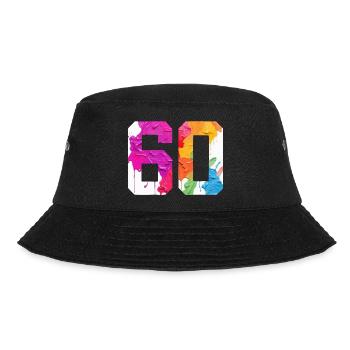 FARBIG NUMMER 60 BUNT 60. GEBURTSTAG - Bucket Hat - Schwarz - Vorne - Lela (165cm)