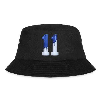 NR. 11 NUMMER 11 BLAU WEIß 11. GEBURTSTAG - Bucket Hat - Schwarz - Vorne - Lela (165cm)
