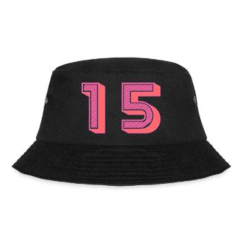 15. 15 JAHRE. 15. JAHRESTAG. 15-JÄHRIGES JUBILÄUM. - Bucket Hat - Schwarz - Vorne