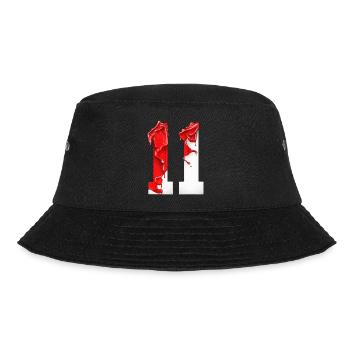 NR. 11 NUMMER 11 ROT WEIß 11. GEBURTSTAG - Bucket Hat - Schwarz - Vorne - Lela (165cm)