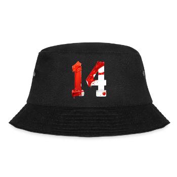 NR. 14 NUMMER 14 ROT WEIß 14. GEBURTSTAG - Bucket Hat - Schwarz - Vorne - Lela (165cm)