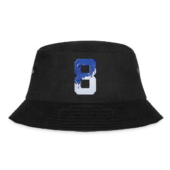 NR. 8 NUMMER 8 BLAU WEIß 8. GEBURTSTAG - Bucket Hat - Schwarz - Vorne - Lela (165cm)