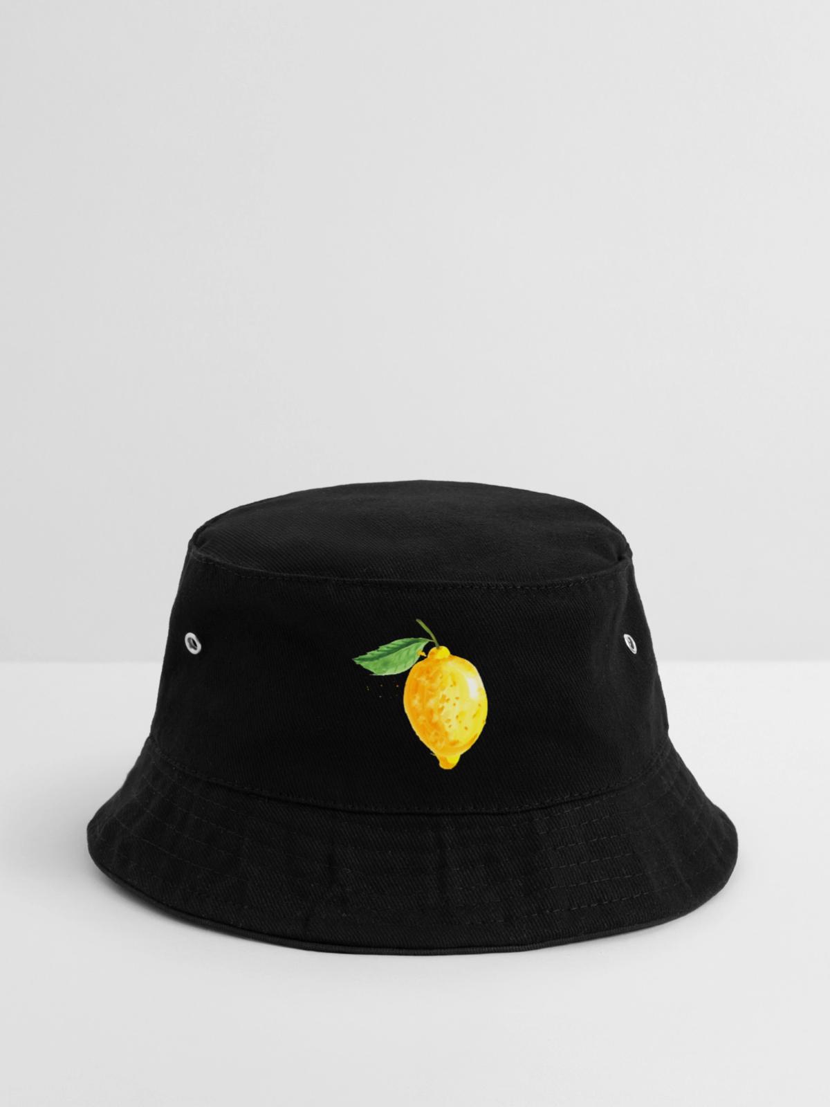 Zitrone - Bucket Hat - Schwarz - Vorne