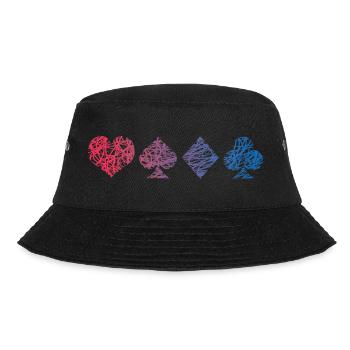 Kartenspiel Kritzelei Schafkopf Kartenspieler - Bucket Hat - Schwarz - Vorne