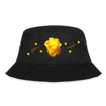 gelbe Rosen - Bucket Hat - Schwarz - Vorne