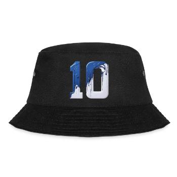NR. 10 NUMMER 10 BLAU WEIß 10. GEBURTSTAG - Bucket Hat - Schwarz - Vorne - Lela (165cm)