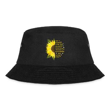 Sonnenblumen Blüte mit Text - Bucket Hat - Schwarz - Vorne