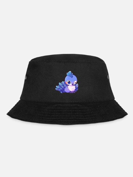 Pfau Niedlich Glücklich Kawaii Cartoon Clipart Tier - Bucket Hat - Schwarz