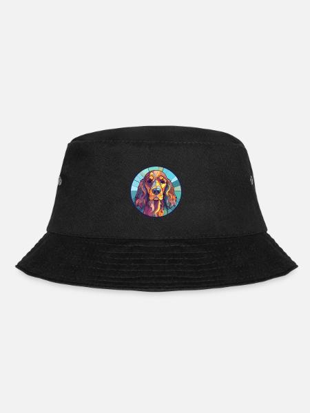 Englischer Cocker Spaniel Hund Buntglas Bunt - Bucket Hat - Schwarz