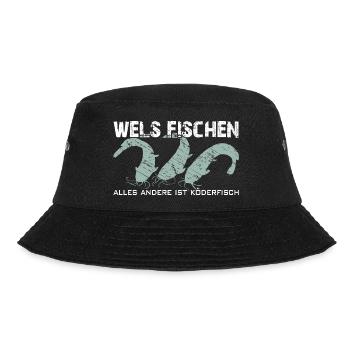 Wels angeln Waller fischen Team Waller - Bucket Hat - Schwarz - Vorne - Lela (165cm)