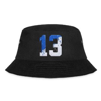 NR. 13 NUMMER 13 BLAU WEIß 13. GEBURTSTAG - Bucket Hat - Schwarz - Vorne - Lela (165cm)