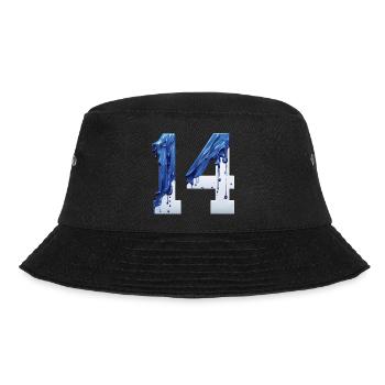NR. 14 NUMMER 14 BLAU WEIß 14. GEBURTSTAG - Bucket Hat - Schwarz - Vorne - Lela (165cm)