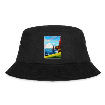 Duncansby Stacks Schottland UK Vintage Reiseposter - Bucket Hat - Schwarz - Vorne - Lela (165cm)