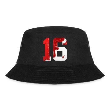 NO. 16 NUMBER 16 RED WHITE 16TH BIRTHDAY - Bucket Hat - black - Front - Lela (165cm)