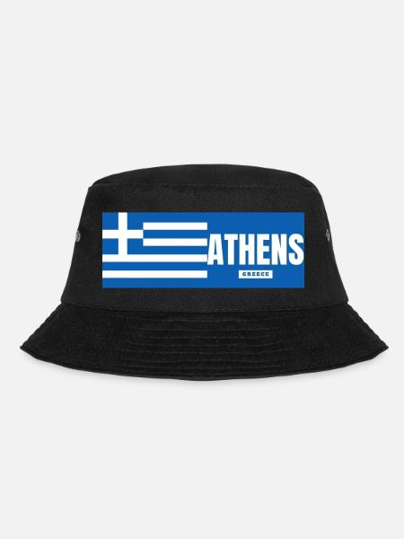 Athens City with Greek Flag - Bucket Hat - black