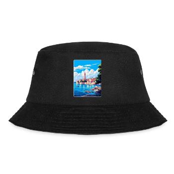 Porec Kroatien Vintage Reiseposter WPA Souvenir - Bucket Hat - Schwarz - Vorne - Lela (165cm)