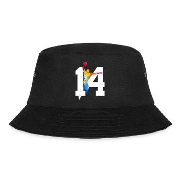 NUMMER 14 BASKETBALL 14. GEBURTSTAG - Bucket Hat - Schwarz - Vorne - Lela (165cm)