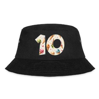 EISCREME NUMMER 10 JAHRE EIS 10. GEBURTSTAG - Bucket Hat - Schwarz - Vorne - Lela (165cm)