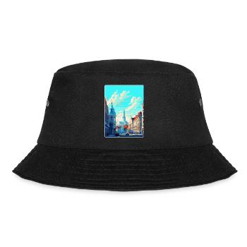 Brüssel Belgien Vintage Reiseplakat Souvenir - Bucket Hat - Schwarz - Vorne - Lela (165cm)