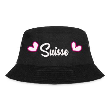 SCHWEIZ. LAND. GENF. HUMOR. FLAGGE - Bucket Hat - Schwarz - Vorne - Lela (165cm)