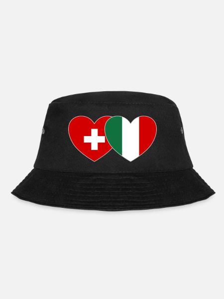 Schweiz Italien Flagge Herz - Bucket Hat - Schwarz