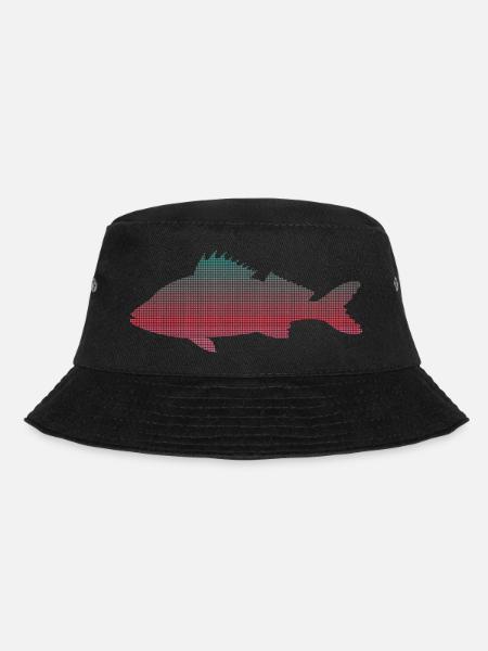 Barsch Angler Design verpixelt Barsche Angeln - Bucket Hat - Schwarz