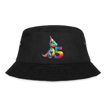 DINO 5 JAHRE DINOSAURIER 5. GEBURTSTAG - Bucket Hat - Schwarz - Vorne - Lela (165cm)