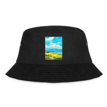 Isle Of Gigha Schottland UK Vintage Reiseposter - Bucket Hat - Schwarz - Vorne - Lela (165cm)