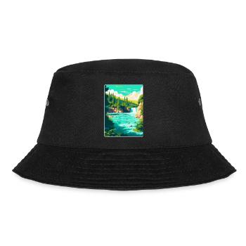 Krka Nationalpark Kroatien Vintage Reiseplakat - Bucket Hat - Schwarz - Vorne - Lela (165cm)