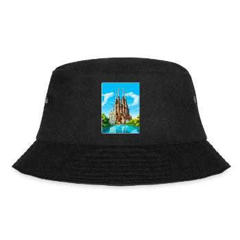 Barcelona Spanien Vintage Reiseplakat Souvenir WPA - Bucket Hat - Schwarz - Vorne - Lela (165cm)