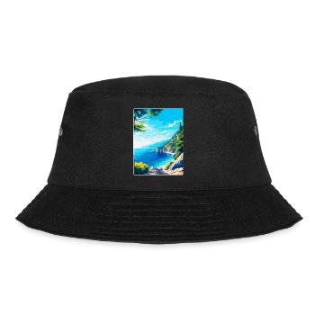 Brela Kroatien Vintage Reiseposter WPA Souvenir - Bucket Hat - Schwarz - Vorne - Lela (165cm)
