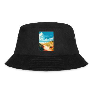 Insel Sylt Deutschland Vintage Reiseplakat Souvenir - Bucket Hat - Schwarz - Vorne - Lela (165cm)