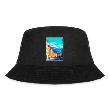 Innsbruck Österreich Vintage Reiseplakat Souvenir - Bucket Hat - Schwarz - Vorne - Lela (165cm)