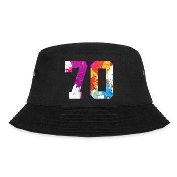 FARBIG NUMMER 70 BUNT 70. GEBURTSTAG - Bucket Hat - Schwarz - Vorne - Lela (165cm)