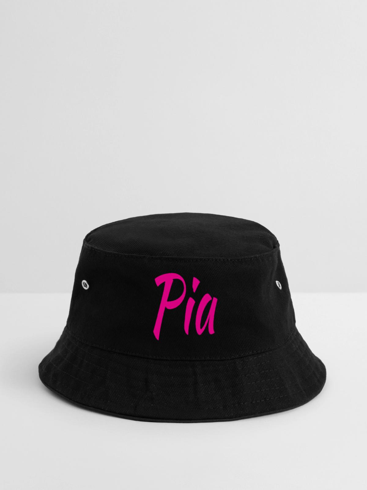 Pia Neon Script auf Schwarz - Bucket Hat - Schwarz - Vorne