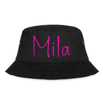 Mila Neon Script - Bucket Hat - Schwarz - Vorne