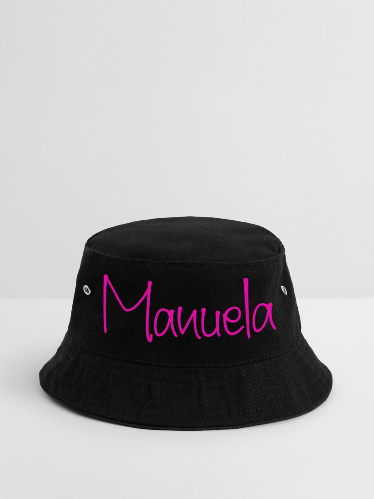 Manuela Handschrift Neon Pink - Bucket Hat - Schwarz - Vorne