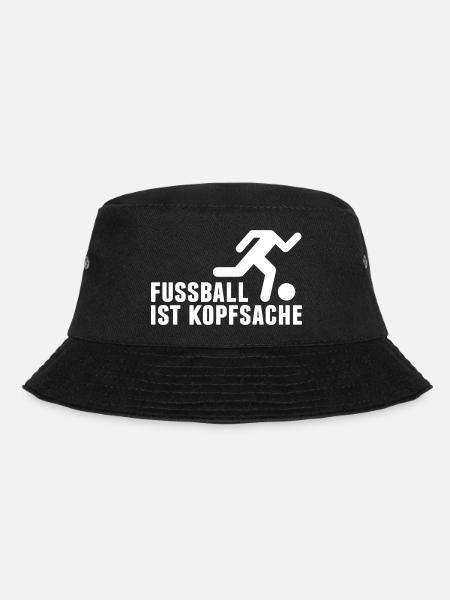 Fußball ist Kopfsache weiß - Bucket Hat - Schwarz