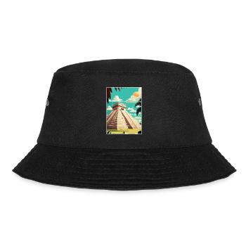 Chichen Itza Dekoration Vintage Reiseposter WPA - Bucket Hat - Schwarz - Vorne