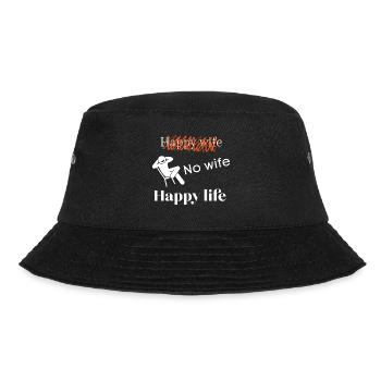 Keine Ehefrau, glückliches Leben, geschieden und glücklich - Bucket Hat - Schwarz - Vorne