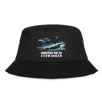 Geboren um zu schwimmen - damals und heute - Bucket Hat - Schwarz - Vorne