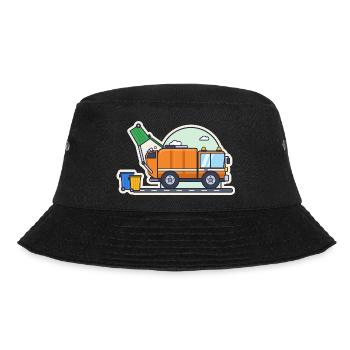 Müllauto leert eine Mülltonne - Bucket Hat - Schwarz - Vorne