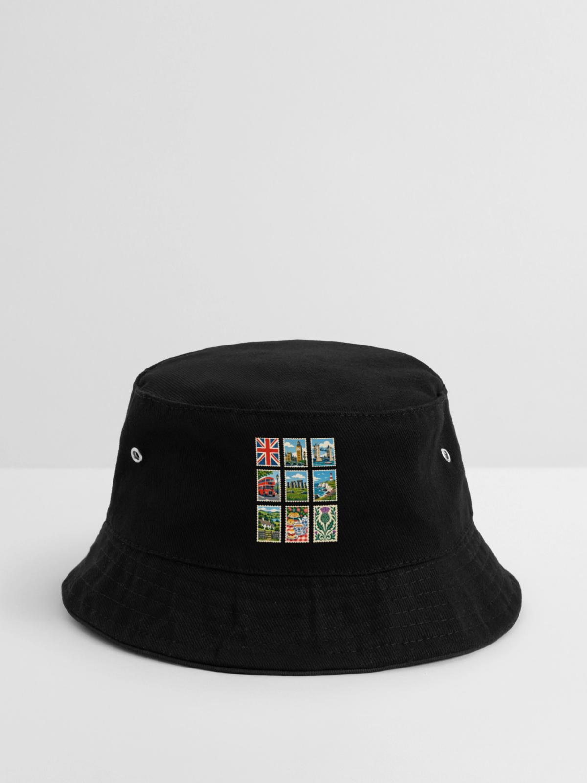 Großbritannien Briefmarken - Bucket Hat - Schwarz - Vorne