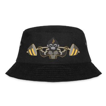 Gympanse Gorilla Affe Hantel Fitness Kraftsport - Bucket Hat - Schwarz - Vorne