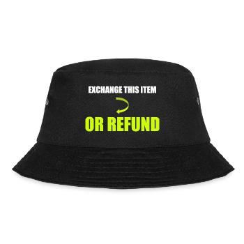 Neon-Rückerstattungspolitik-Grafik - Bucket Hat - Schwarz - Vorne