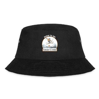 Geboren zum Skifahren, Arbeiten gezwungen - Bucket Hat - Schwarz - Vorne