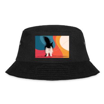 Katze von hinten - Bucket Hat - Schwarz - Vorne