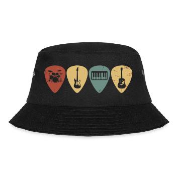 Retro Music Guitar Picks Vintage-Musiker-T-Shirt - Bucket Hat - Schwarz - Vorne