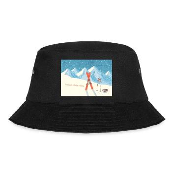 Ski Berge Winterlandschaft - Herzliche Wintergrüße - Bucket Hat - Schwarz - Vorne