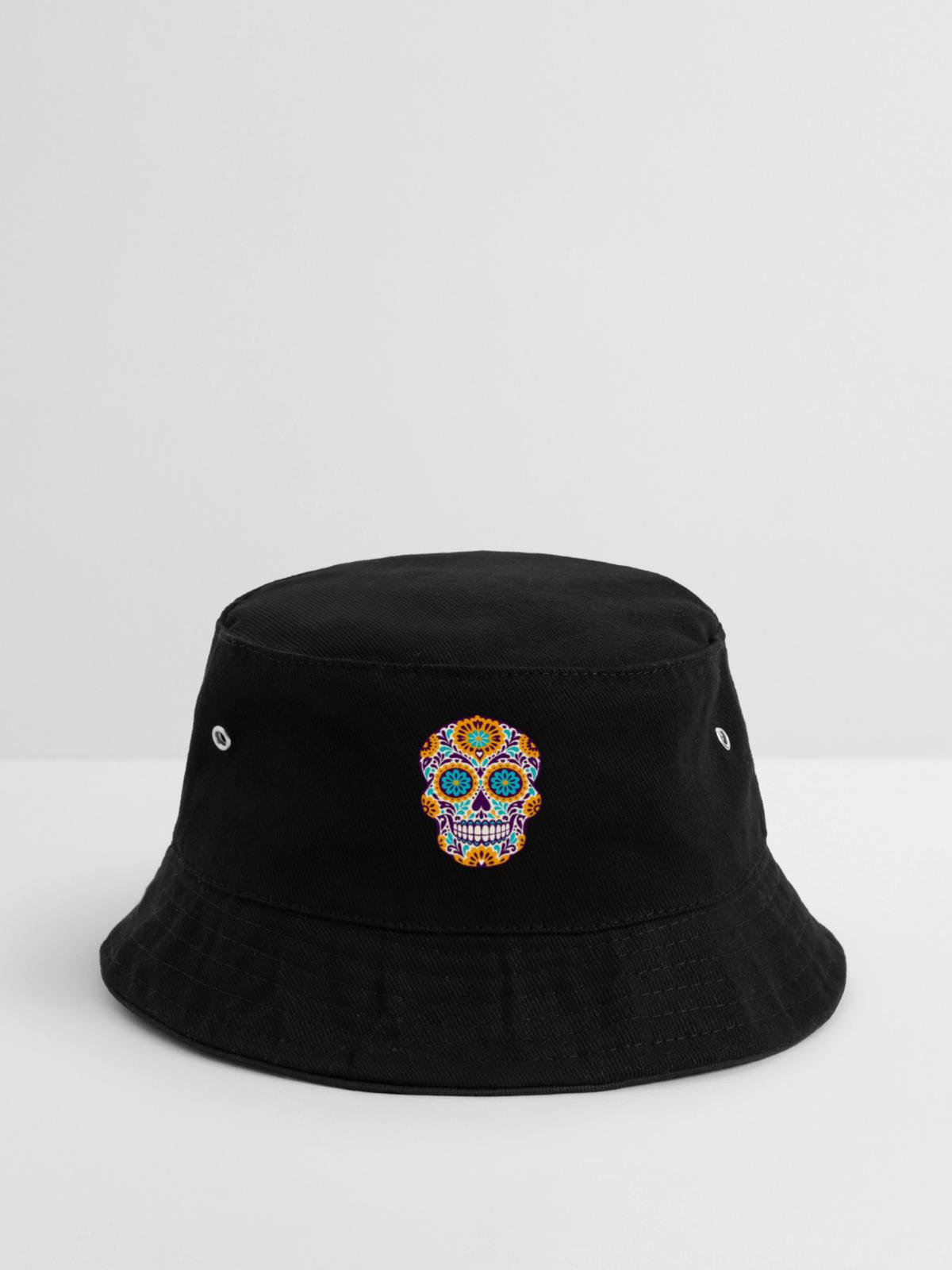 Blumenschädel - Bucket Hat - Schwarz - Vorne